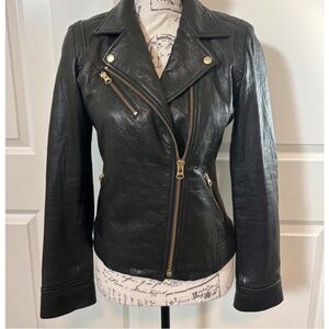 TRUTH & PRIDE 'Image' Crop Leather Moto Jacket Size XS Espresso